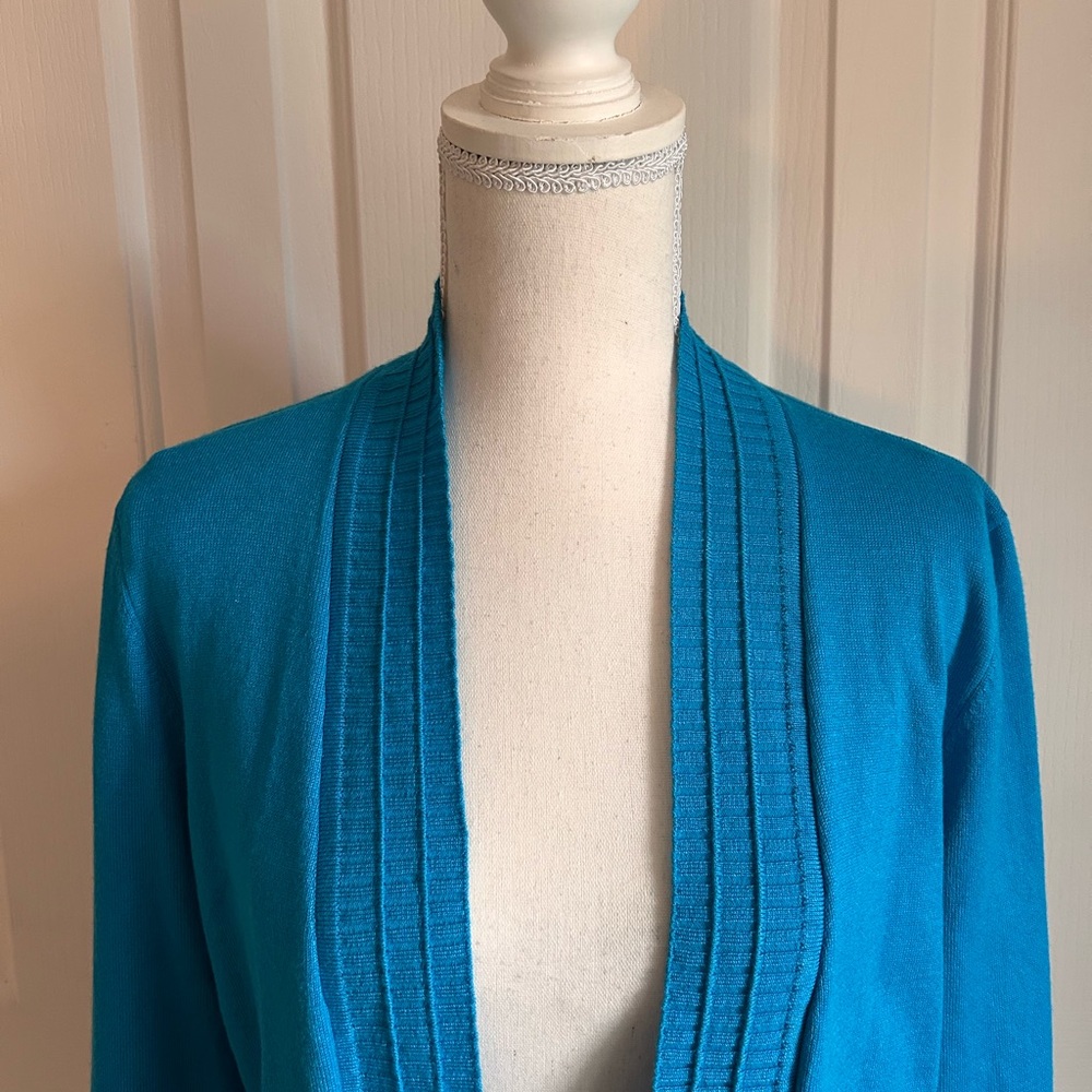 89th + MADISON Women Cardigan, Long Sleeves, Blue, Size Medium - Picture 2 of 6